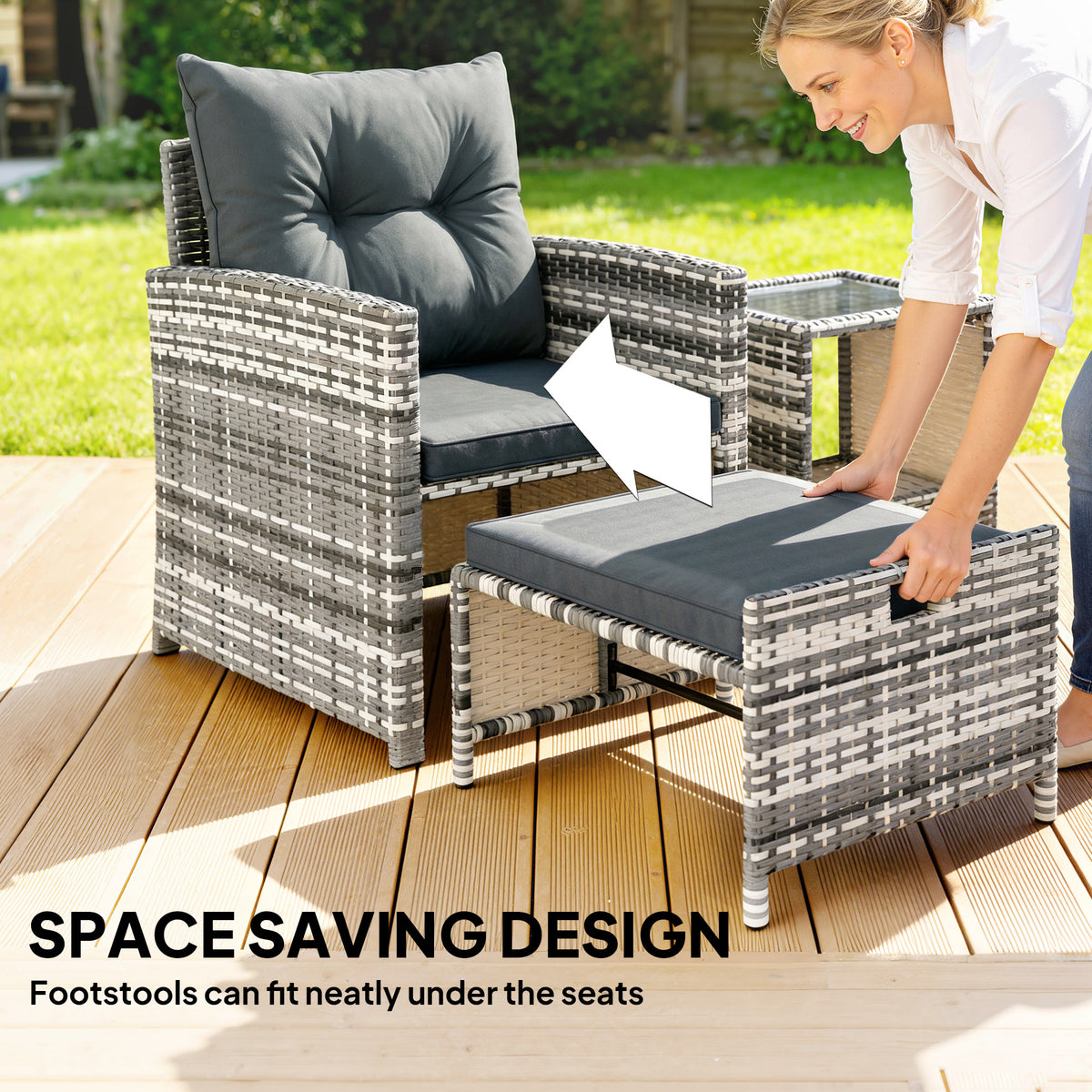 5-Piece Wicker Patio Furniture Set - Grey/Dark Grey-DECOROLALA