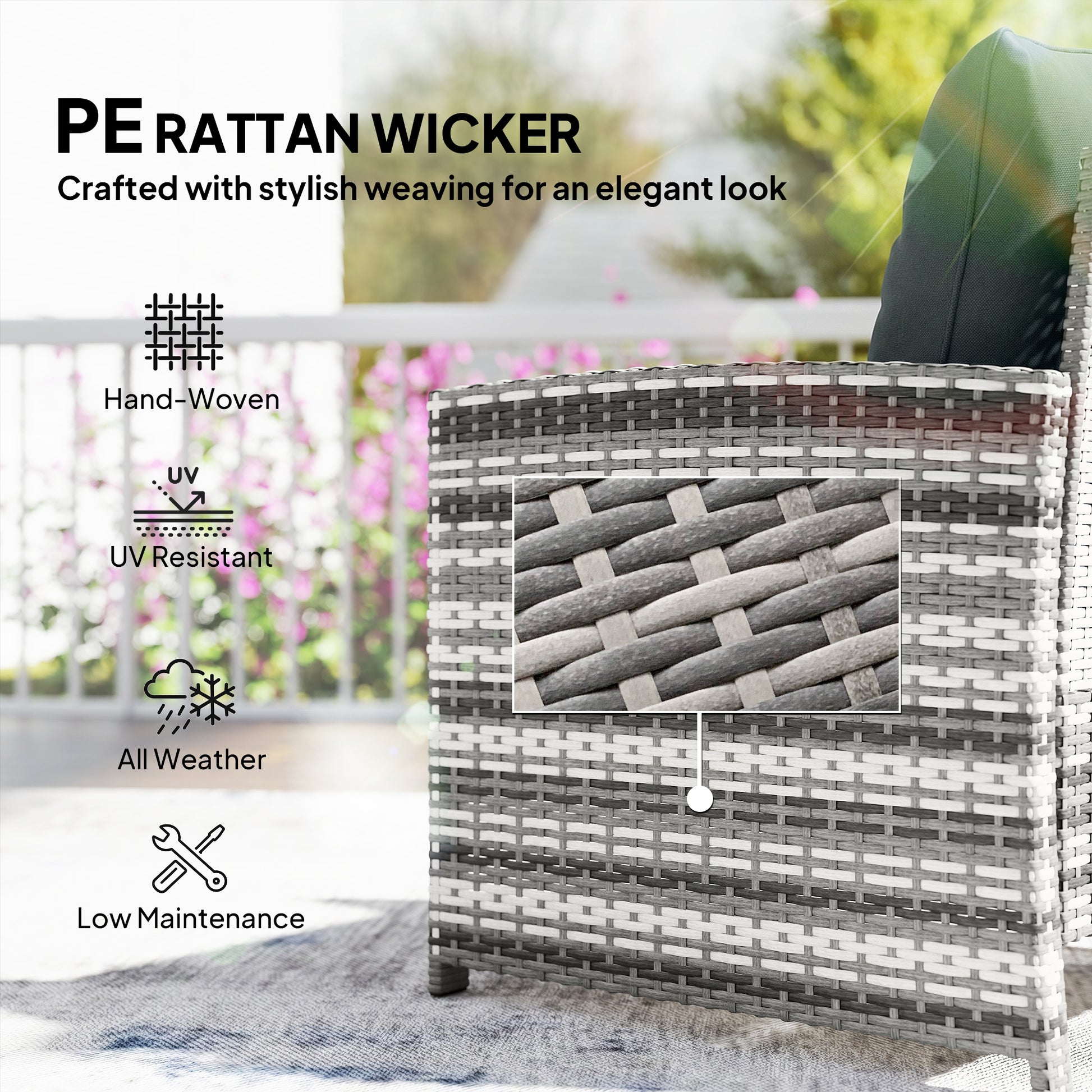 5-Piece Wicker Patio Furniture Set - Grey/Dark Grey-DECOROLALA