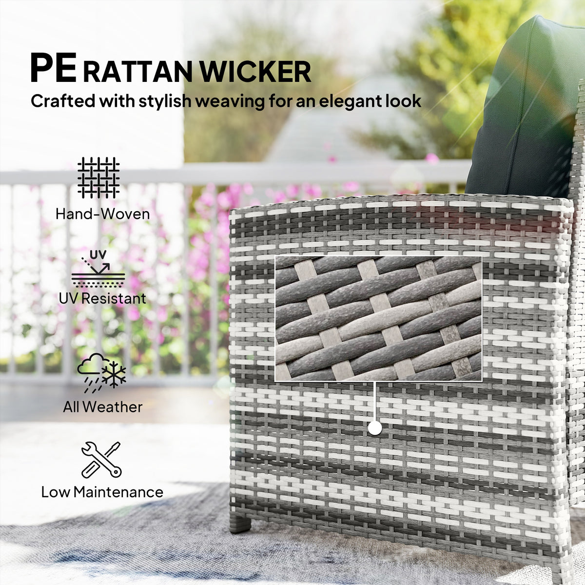 5-Piece Wicker Patio Furniture Set - Grey/Dark Grey-DECOROLALA