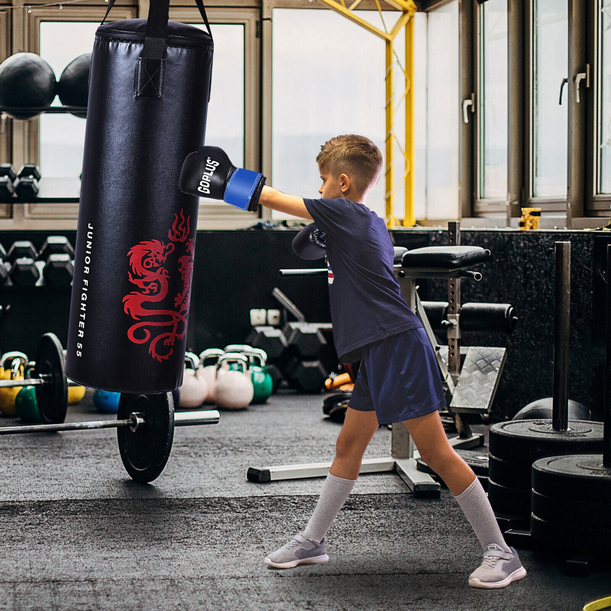 5 Pieces 40Lbs Filled Punching Boxing Set with Jump Rope and Gloves-Boxing & Martial Arts-DECOROLALA