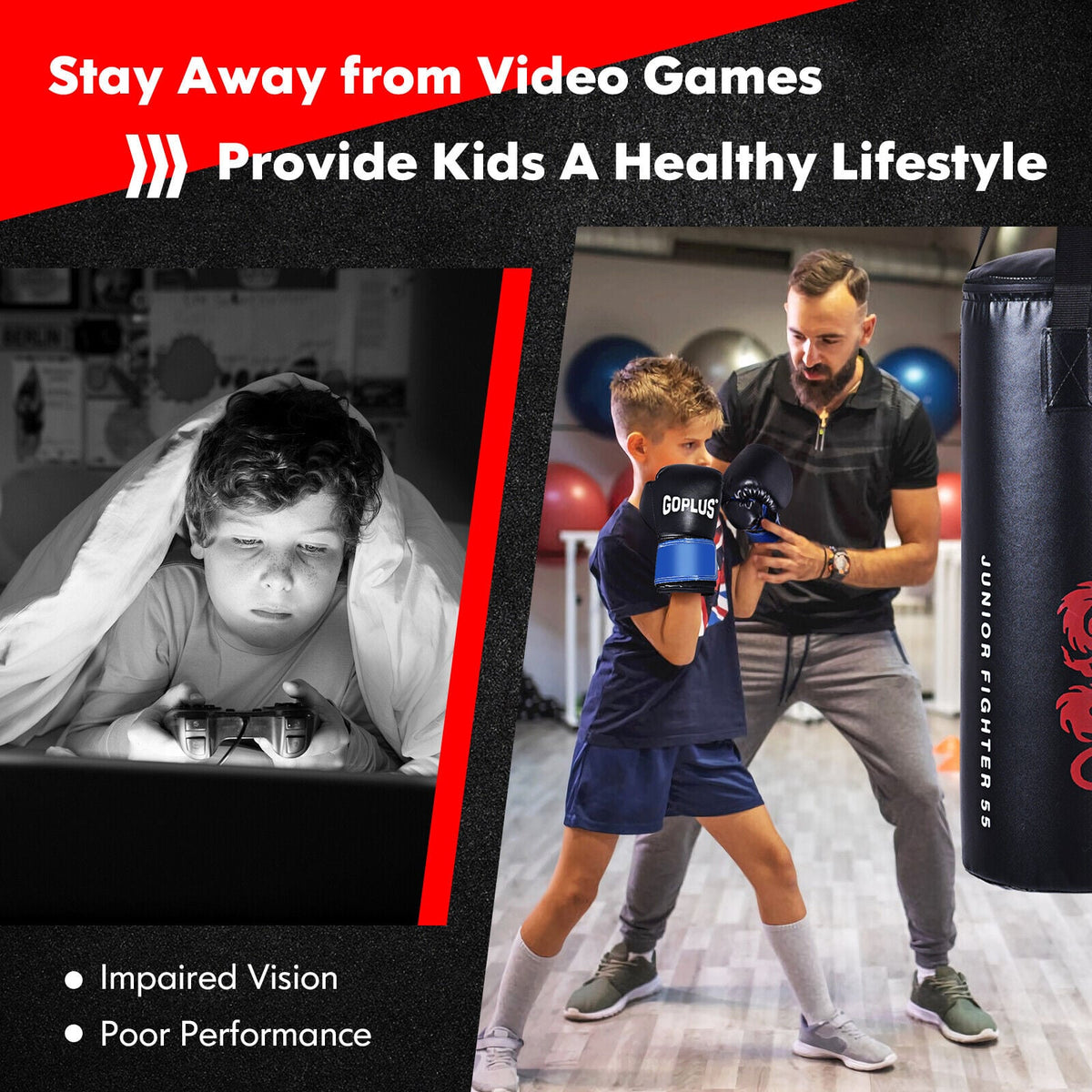 5 Pieces 40Lbs Filled Punching Boxing Set with Jump Rope and Gloves-Boxing & Martial Arts-DECOROLALA