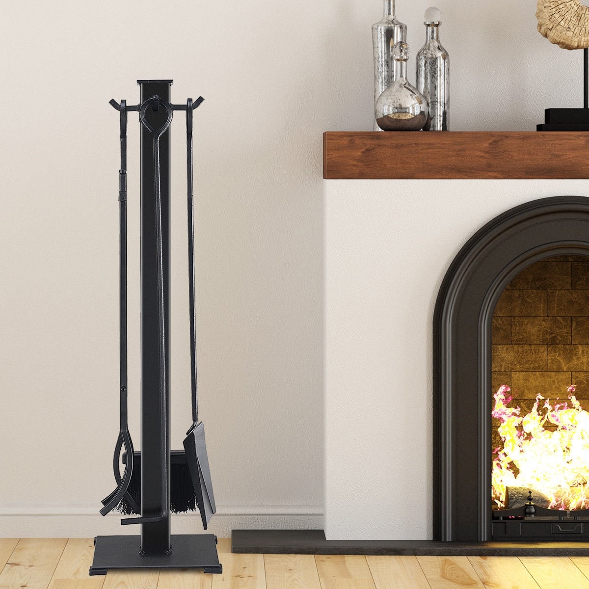5 Pieces Fireplace Iron Fire Place Tool Set-Fireplace Tools-DECOROLALA