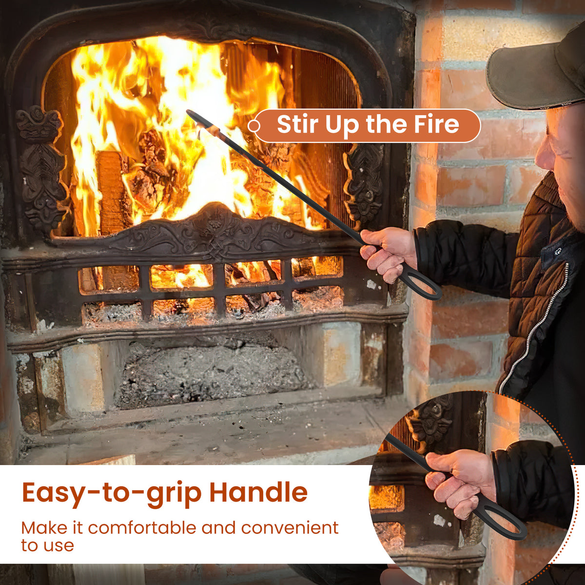5 Pieces Fireplace Tool Set Fireplace Accessories with Poker-Black-Fireplace Tools-DECOROLALA