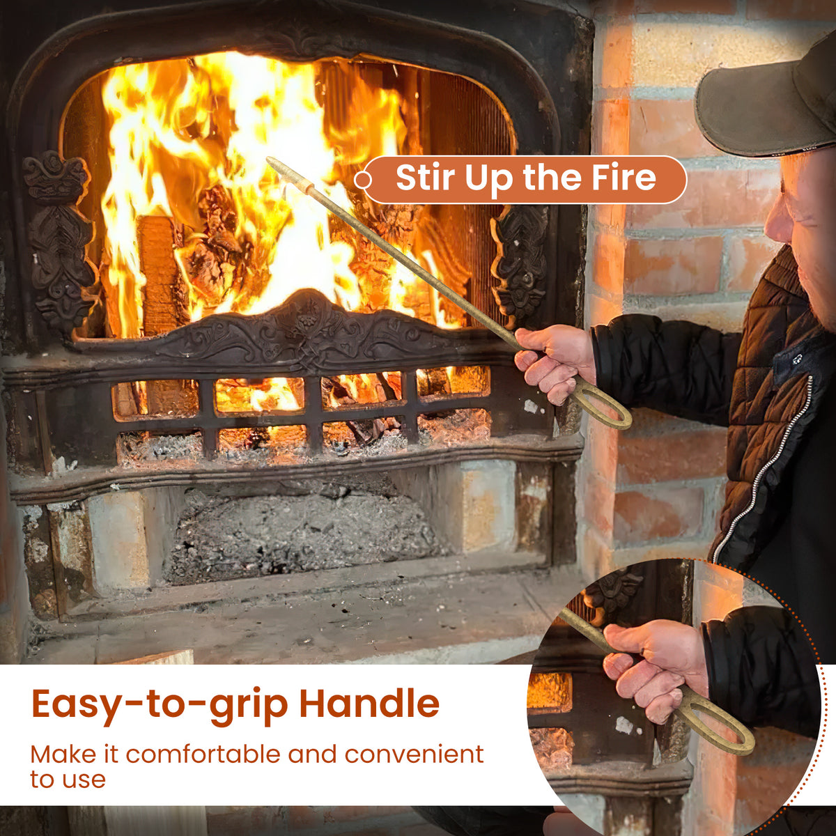 5 Pieces Fireplace Tool Set Fireplace Accessories with Poker-Copper-Fireplace Tools-DECOROLALA