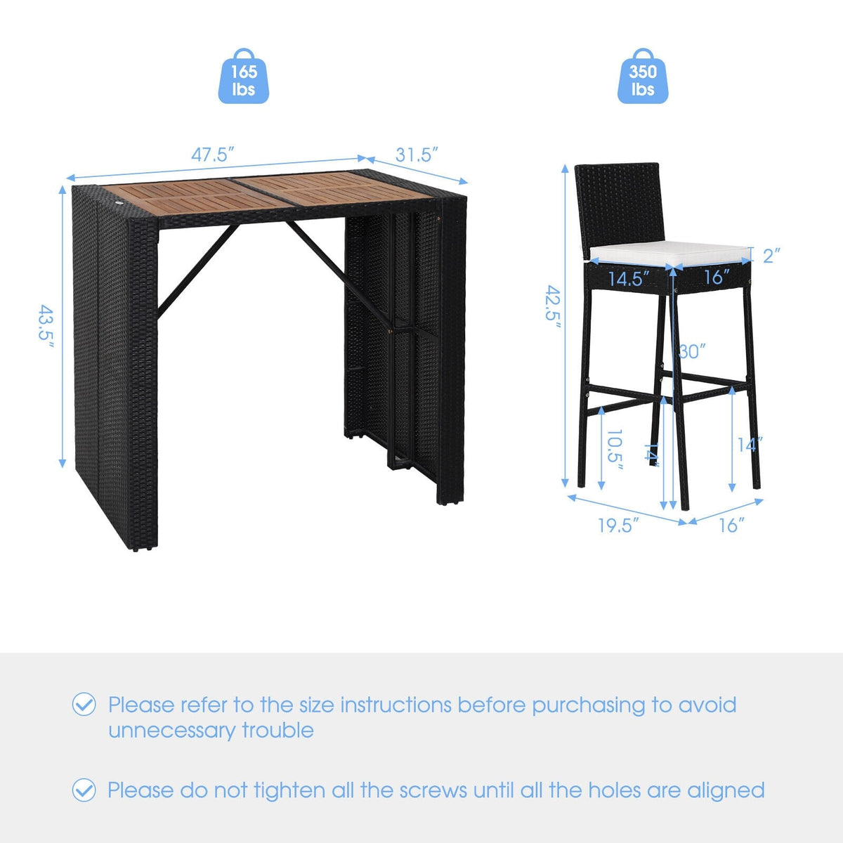 5 Pieces Patio Acacia Wood Dining Set-Outdoor Bar Furniture-DECOROLALA