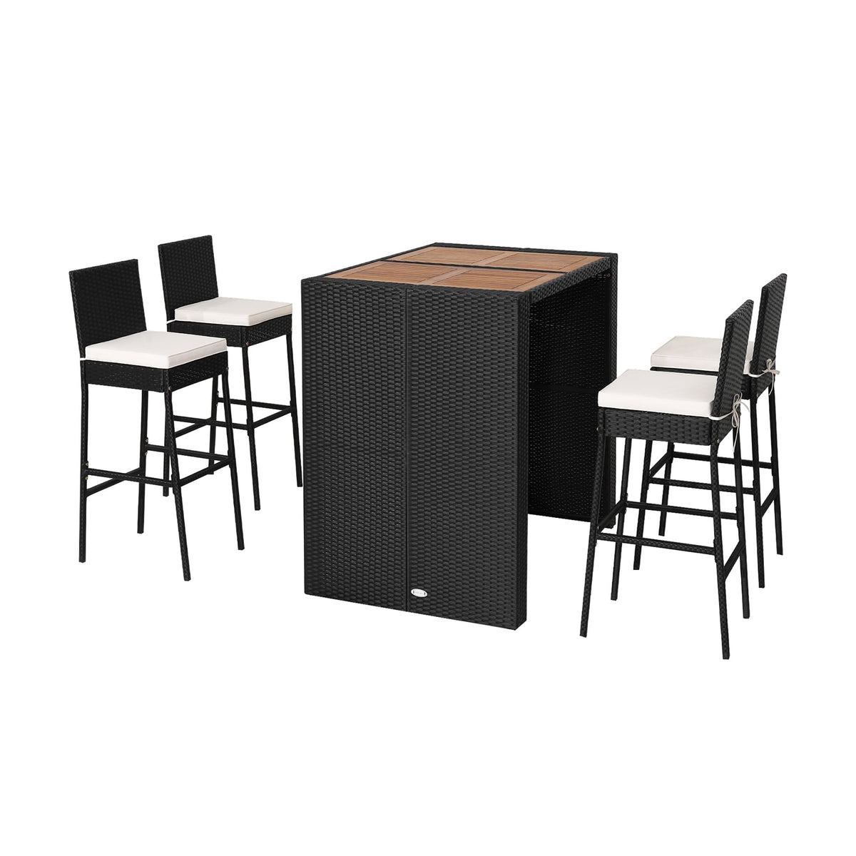 5 Pieces Patio Acacia Wood Dining Set-Outdoor Bar Furniture-DECOROLALA