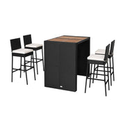 5 Pieces Patio Acacia Wood Dining Set-Outdoor Bar Furniture-DECOROLALA