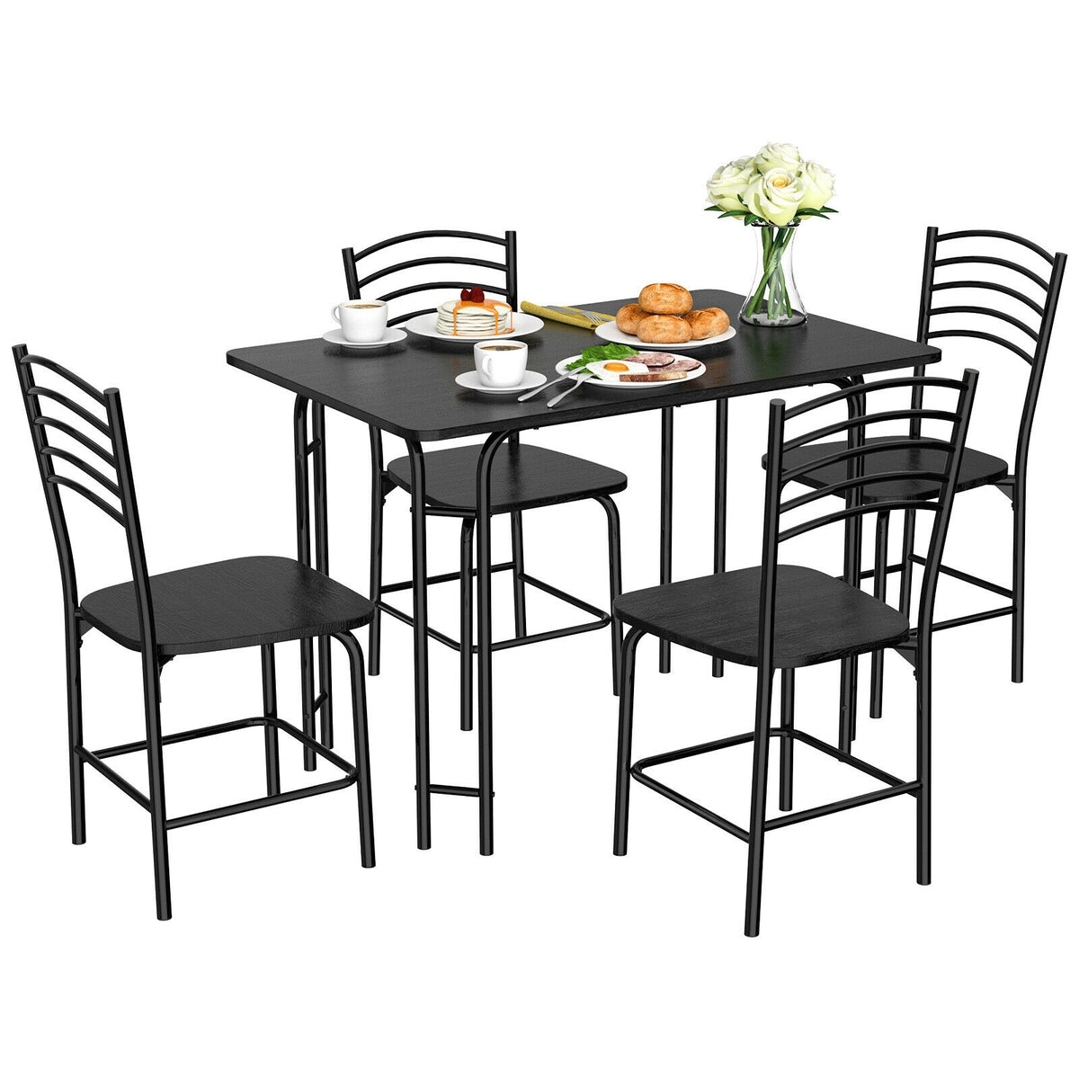 5 Pieces Wood Rectangular Dining Table Set – DECOROLALA