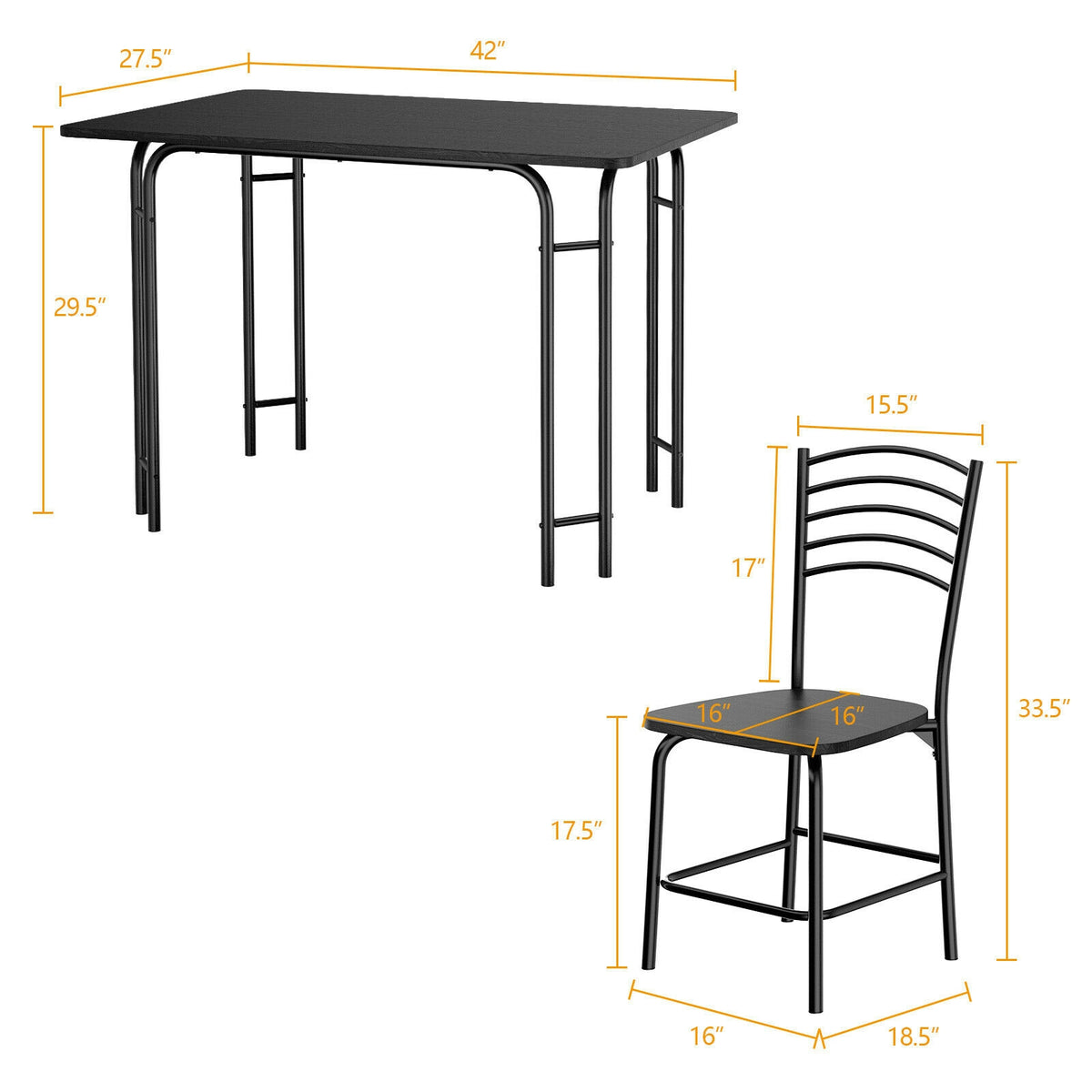 5 Pieces Wood Rectangular Dining Table Set – DECOROLALA