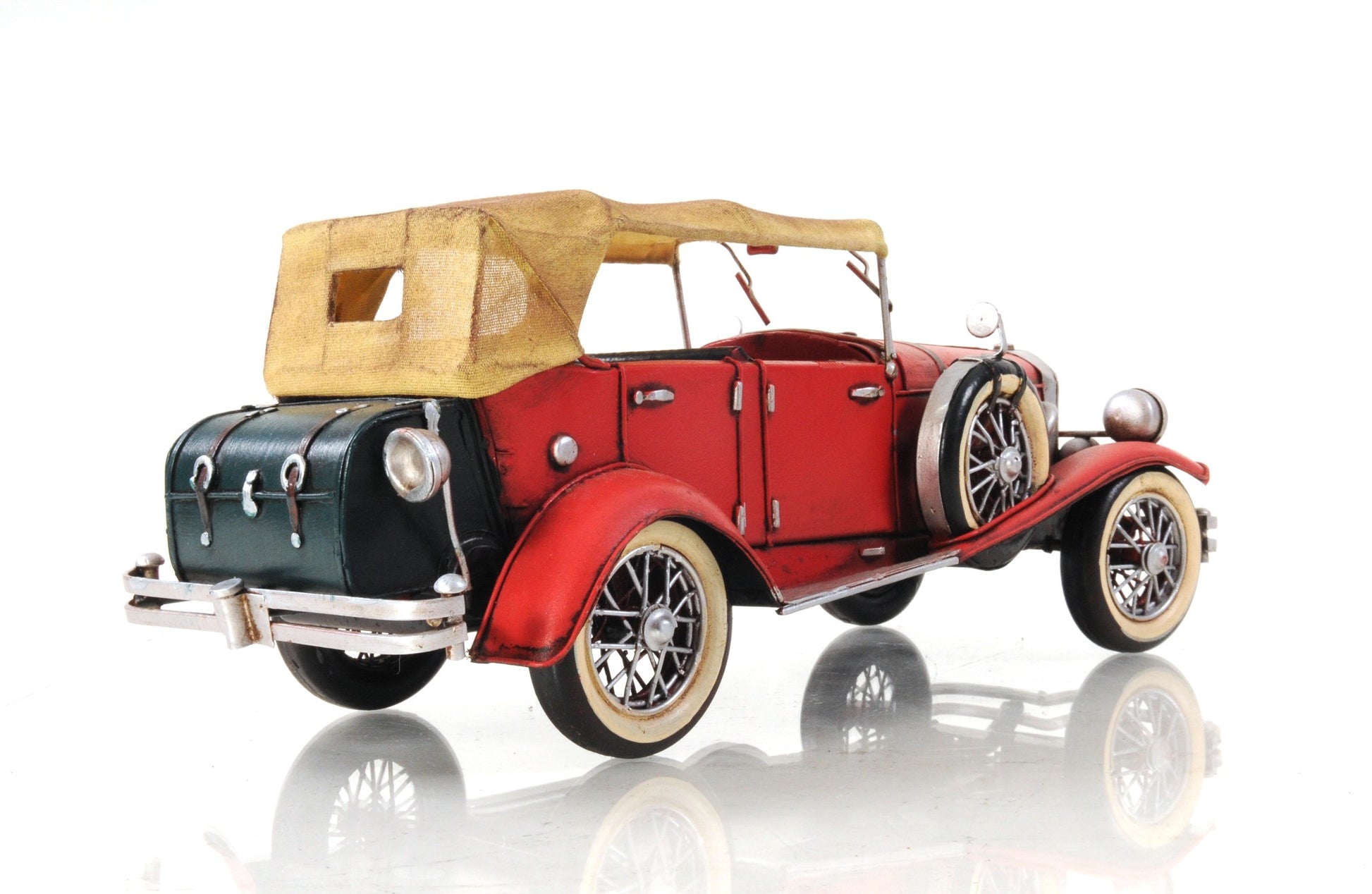 5" Red Metal Hand Painted Model Car Tabletop Sculpture-Sculptures-DECOROLALA
