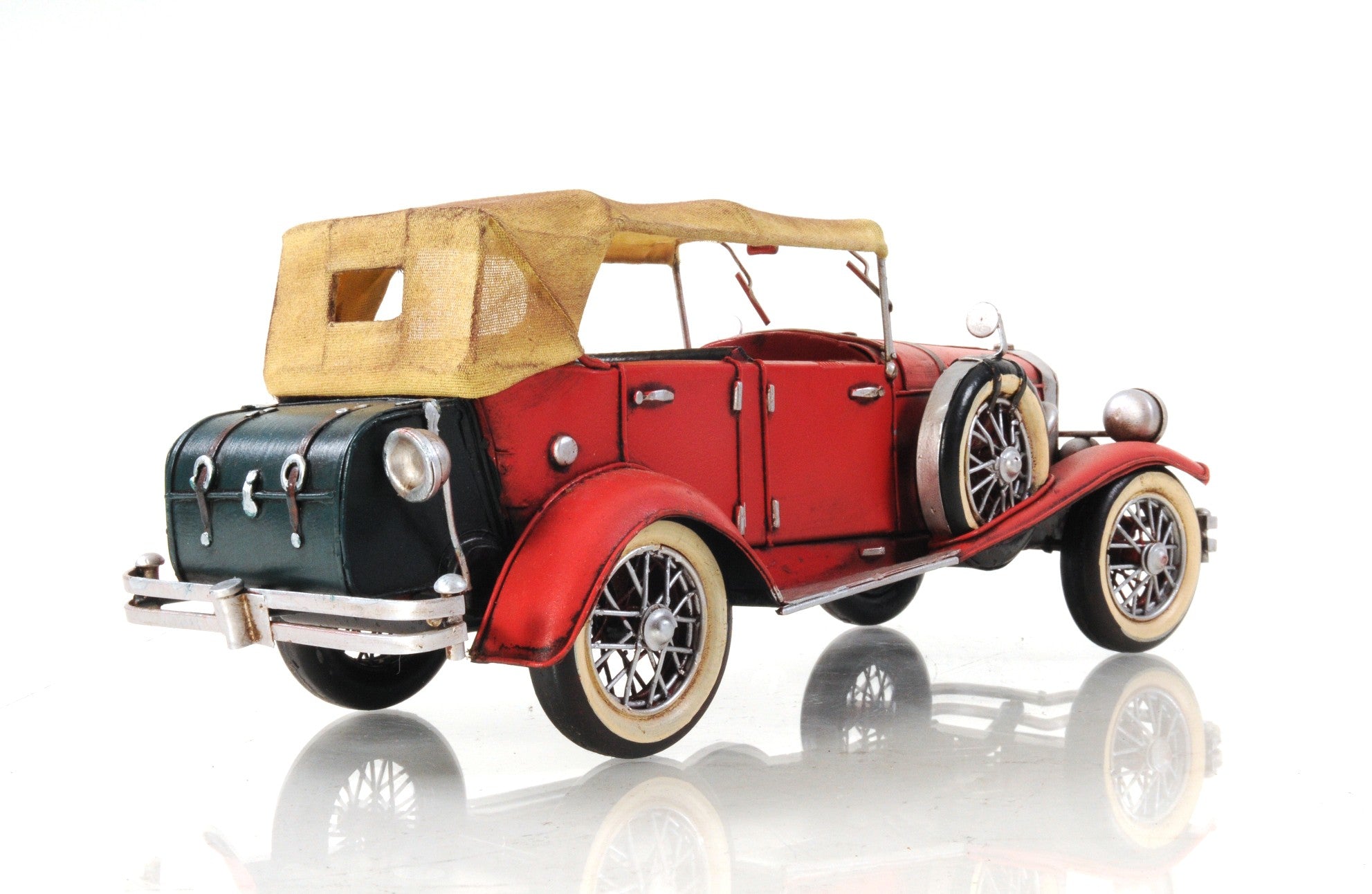 5" Red Metal Hand Painted Model Car Tabletop Sculpture-Sculptures-DECOROLALA