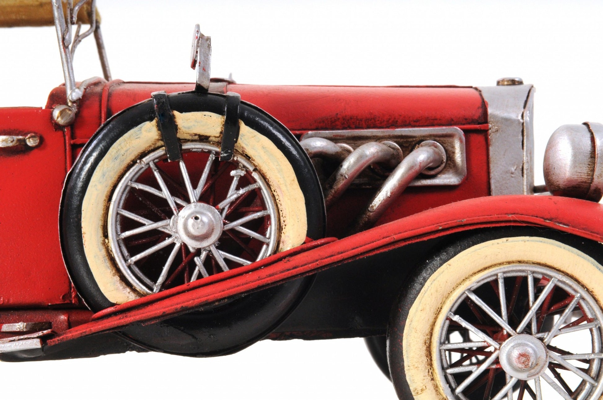 5" Red Metal Hand Painted Model Car Tabletop Sculpture-Sculptures-DECOROLALA