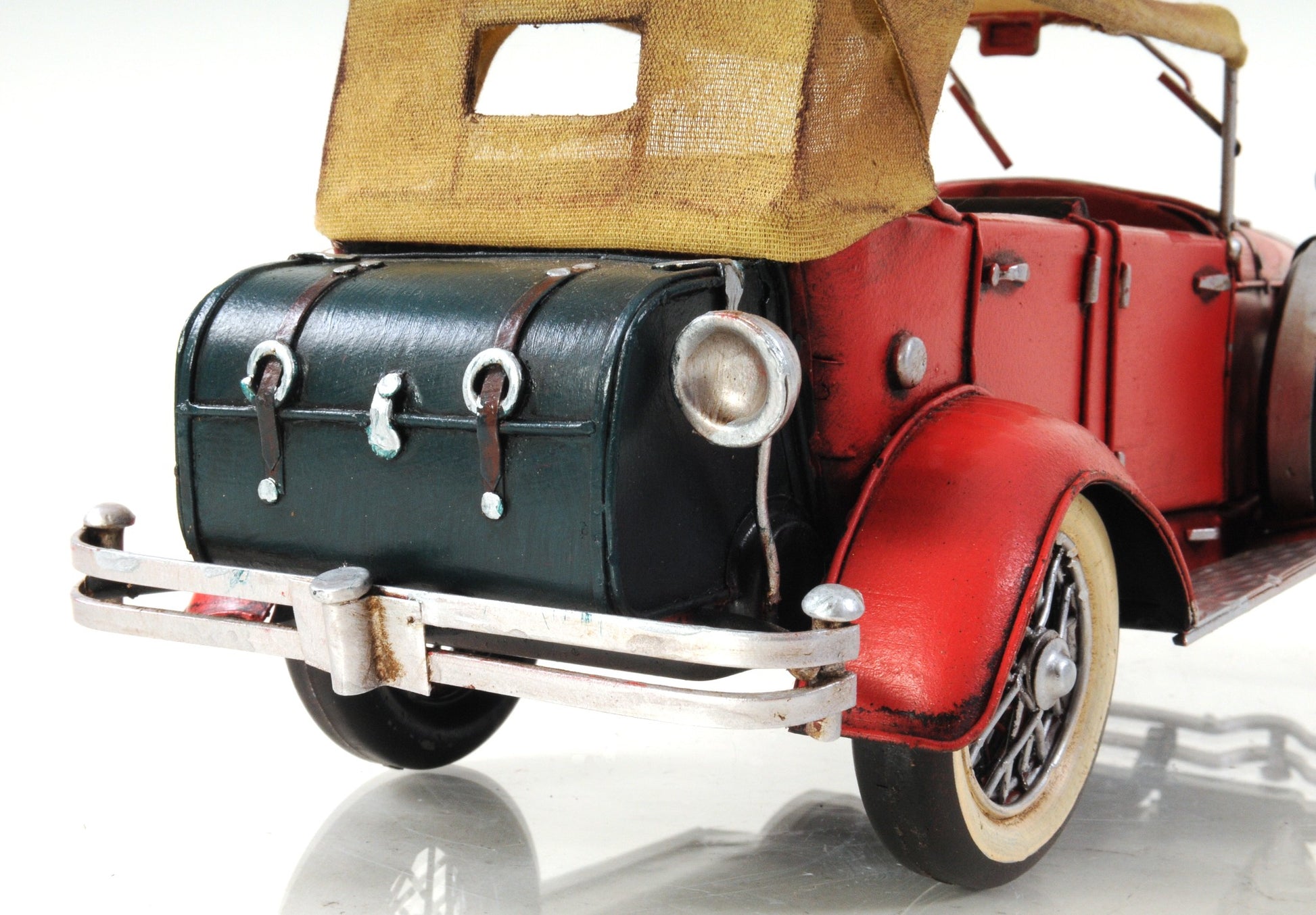 5" Red Metal Hand Painted Model Car Tabletop Sculpture-Sculptures-DECOROLALA