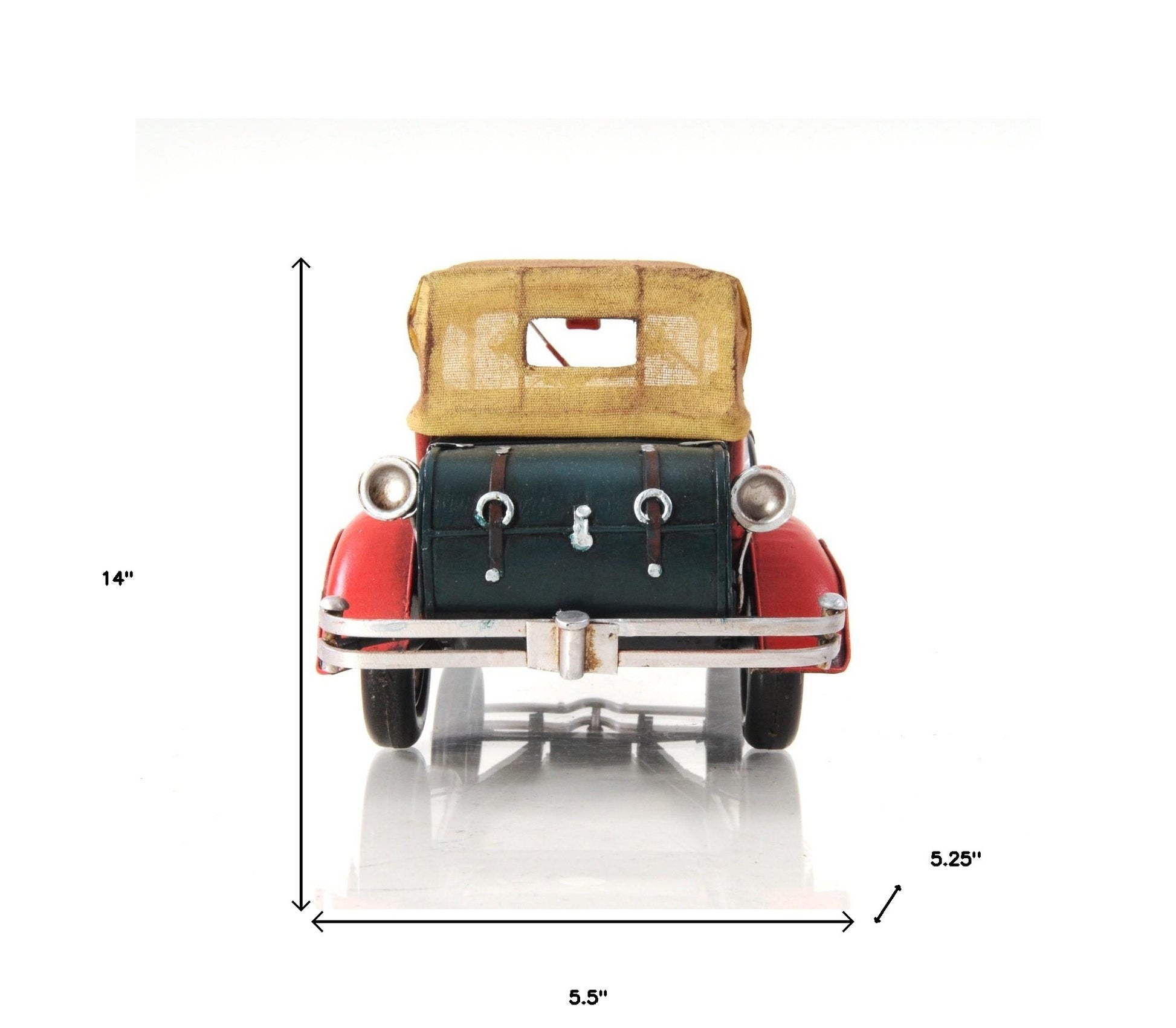 5" Red Metal Hand Painted Model Car Tabletop Sculpture-Sculptures-DECOROLALA