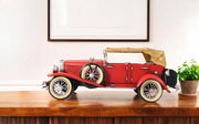 5" Red Metal Hand Painted Model Car Tabletop Sculpture-Sculptures-DECOROLALA