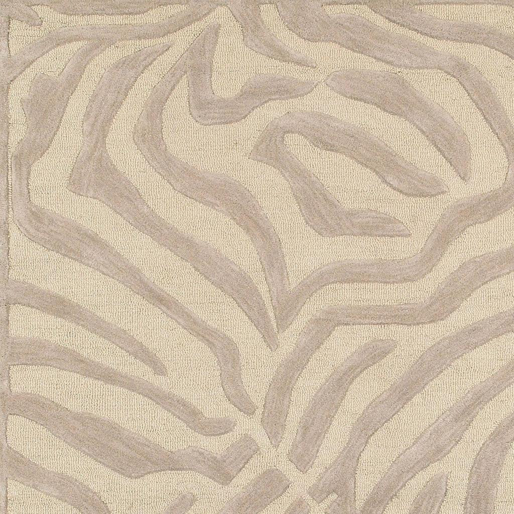 5' Round Taupe Zebra Pattern Area Rug-Area Rugs-DECOROLALA