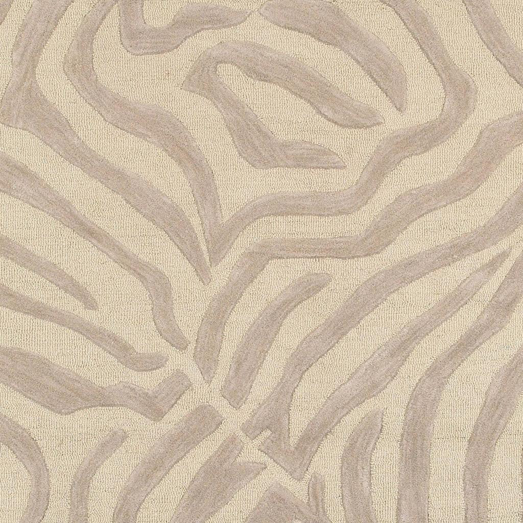 5' Round Taupe Zebra Pattern Area Rug-Area Rugs-DECOROLALA