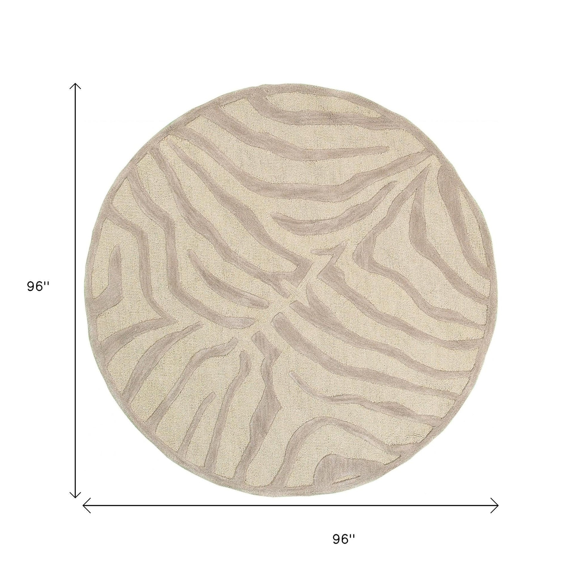 5' Round Taupe Zebra Pattern Area Rug-Area Rugs-DECOROLALA