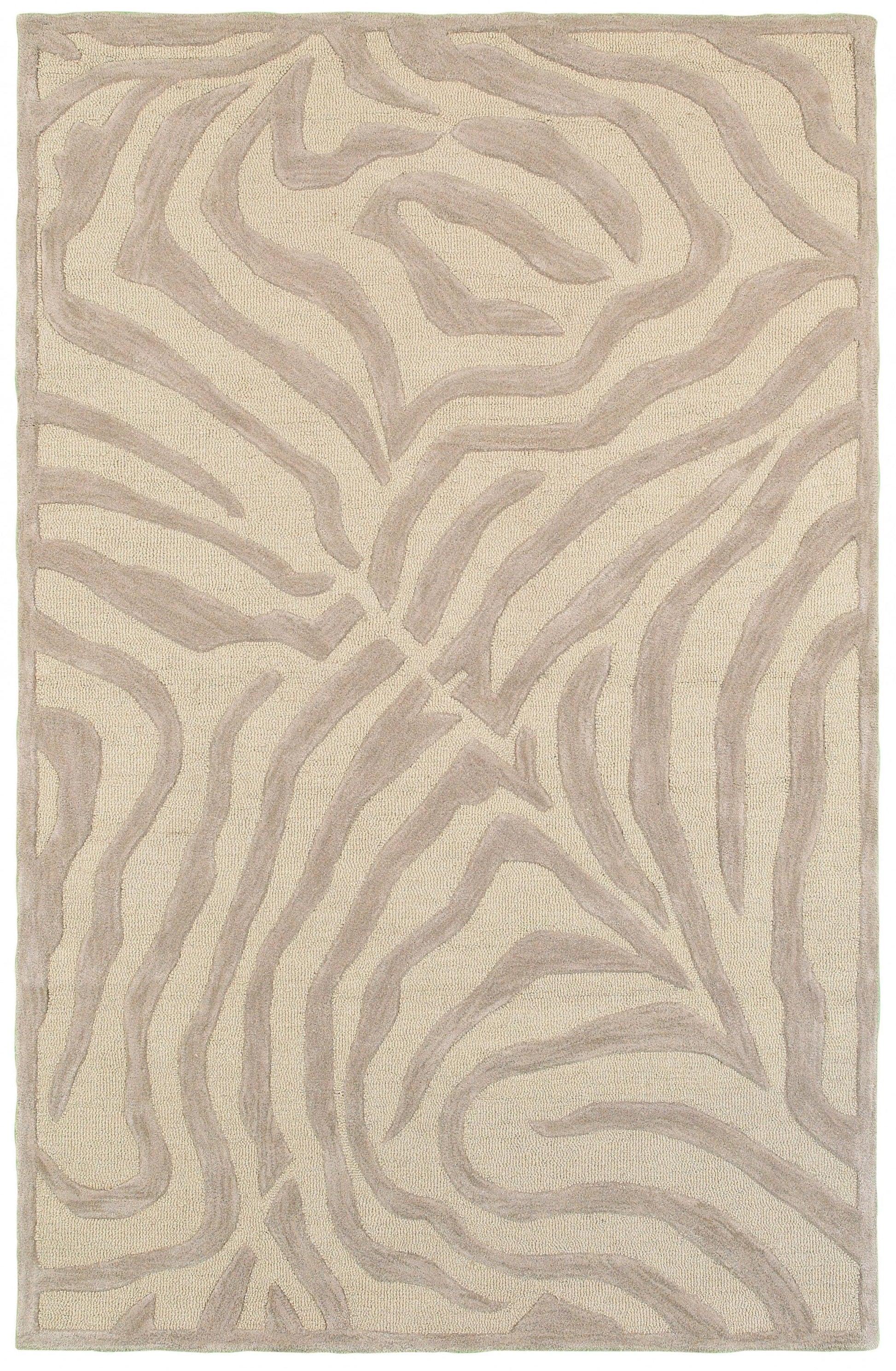 5' Round Taupe Zebra Pattern Area Rug-Area Rugs-DECOROLALA