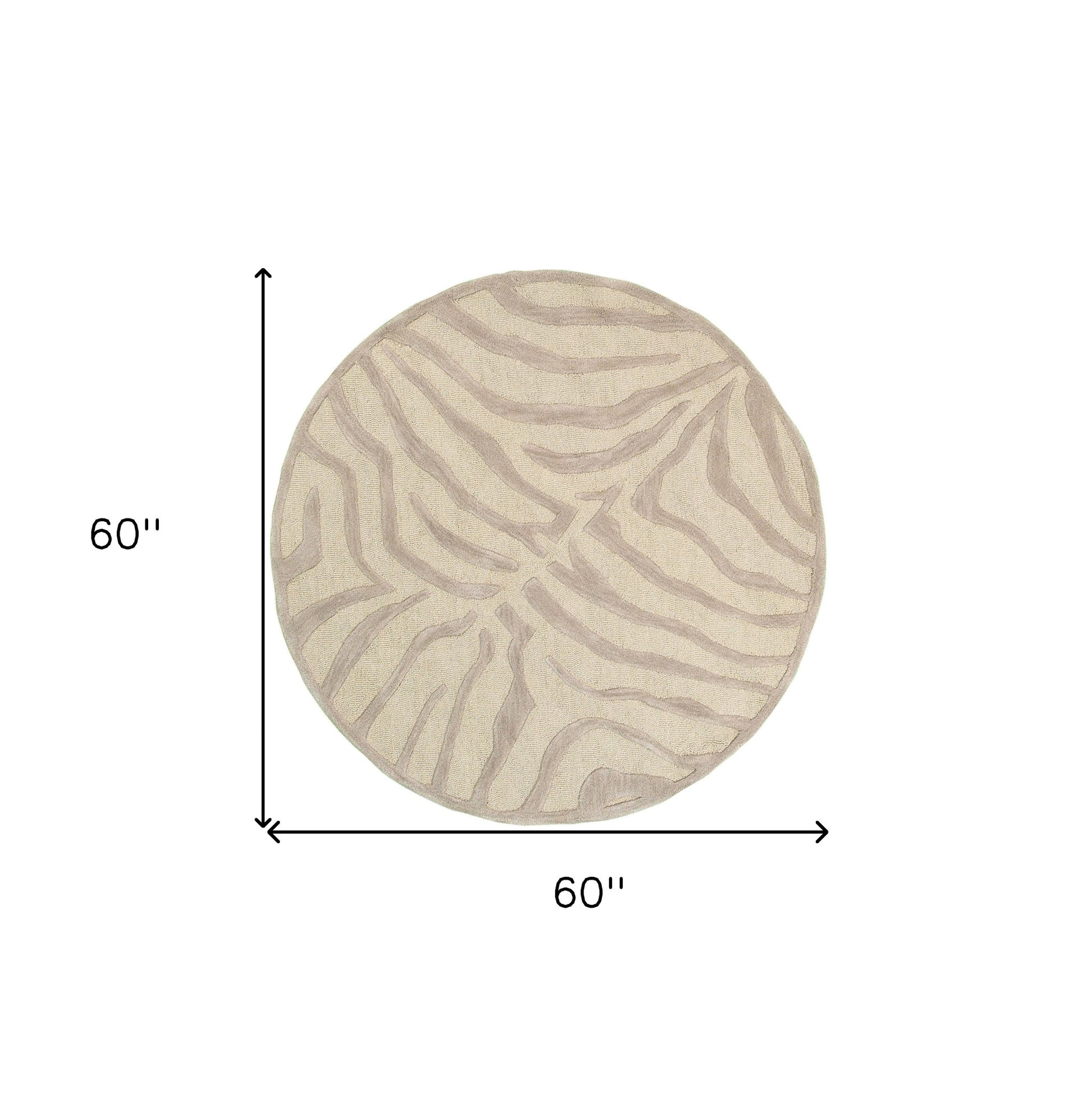 5' Round Taupe Zebra Pattern Area Rug-Area Rugs-DECOROLALA
