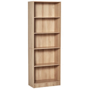 5-Tier Bookcase with Adjustable Shelves - Natural Wood 69"H-Home Furnishings > Storage & Organization > Bookshelves & Bookcases > Display Bookshelves-DECOROLALA