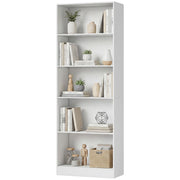 5-Tier Bookcase with Adjustable Shelves - White 69"H 24"W-Home Furnishings > Storage & Organization > Bookshelves & Bookcases > Display Bookshelves-DECOROLALA