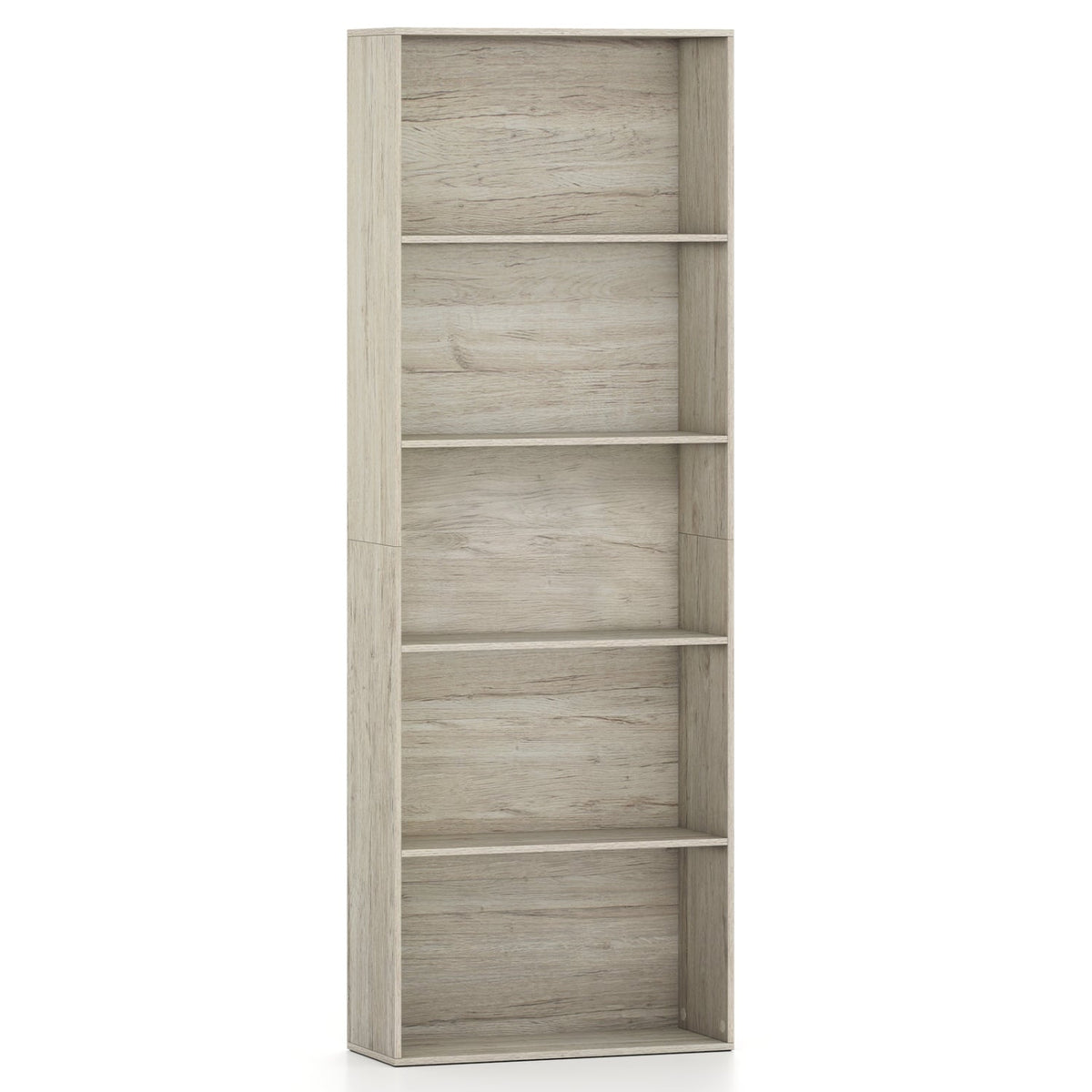 5-Tier Bookshelf Freestanding Display Shelf for Home Office-Gray-Bookcases-DECOROLALA