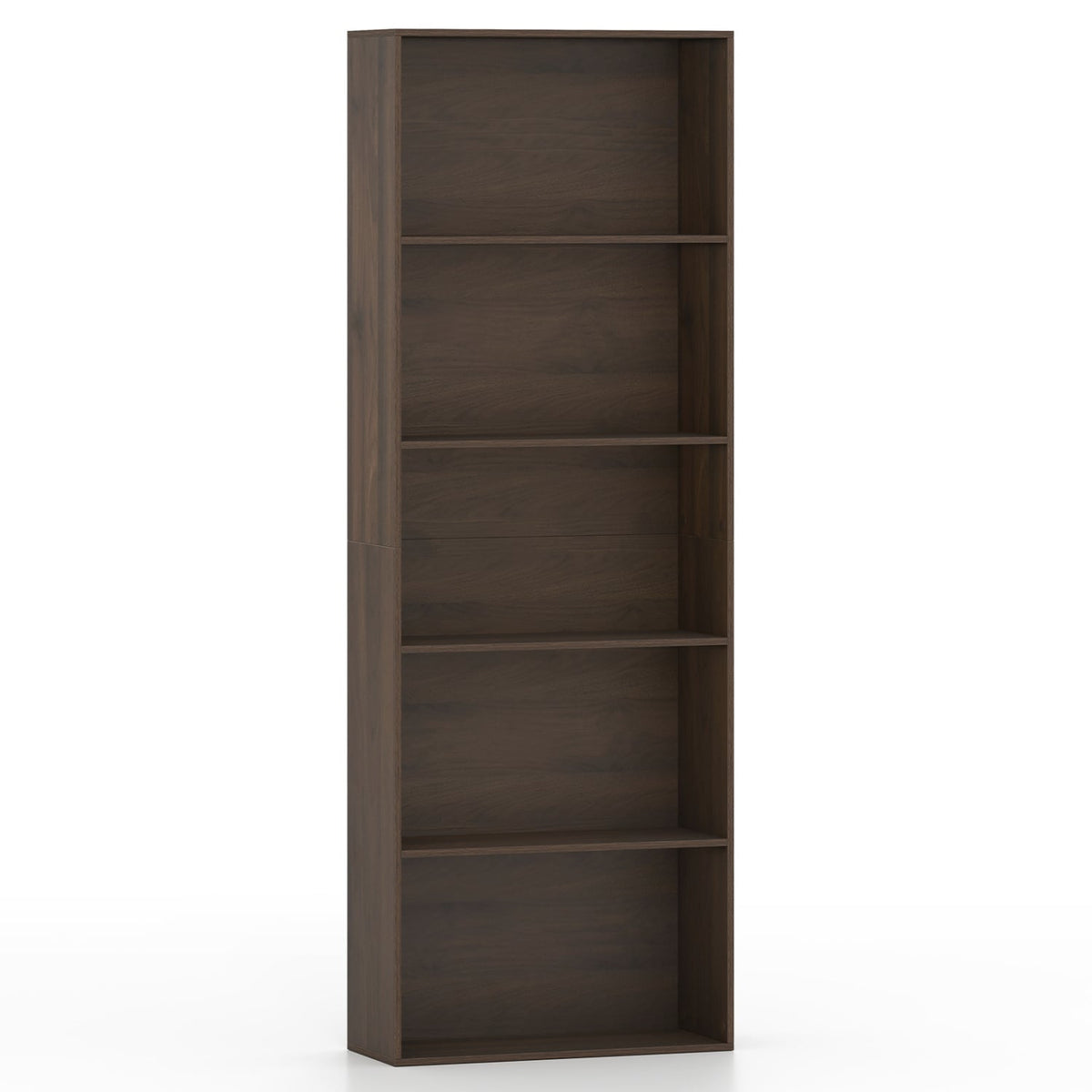 5-Tier Bookshelf Open Bookcase Freestanding Display Shelf Storage Organizer-Dark Walnut-Bookcases-DECOROLALA