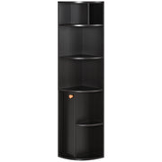 5-Tier Corner Bookcase with Cabinet - Black 58"-Home Furnishings > Storage & Organization > Bookshelves & Bookcases > Bookcases With Doors-DECOROLALA