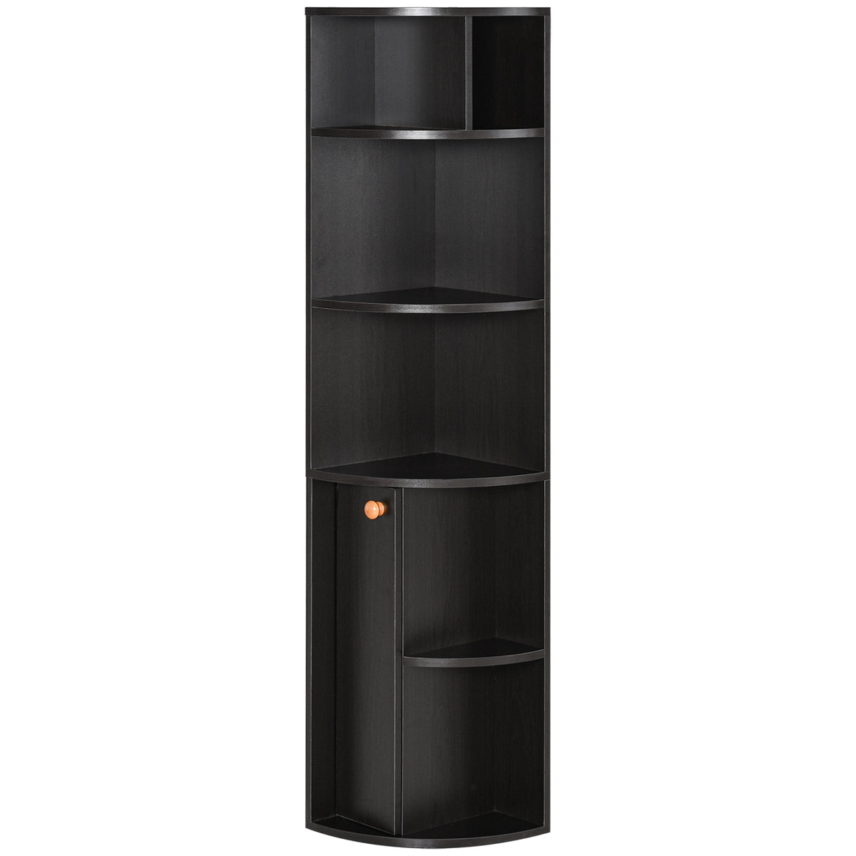 5-Tier Corner Bookcase with Cabinet - Black 58"-Home Furnishings > Storage & Organization > Bookshelves & Bookcases > Bookcases With Doors-DECOROLALA