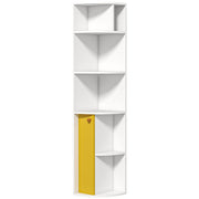 5-Tier Corner Bookcase with Cabinet - White 58" H-Home Furnishings > Storage & Organization > Bookshelves & Bookcases > White Bookshelves-DECOROLALA