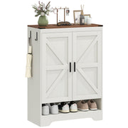 5-Tier Farmhouse Shoe Storage Cabinet - White/Brown-Home Furnishings > Storage & Organization > Shoe Storage Cabinets & Racks-DECOROLALA