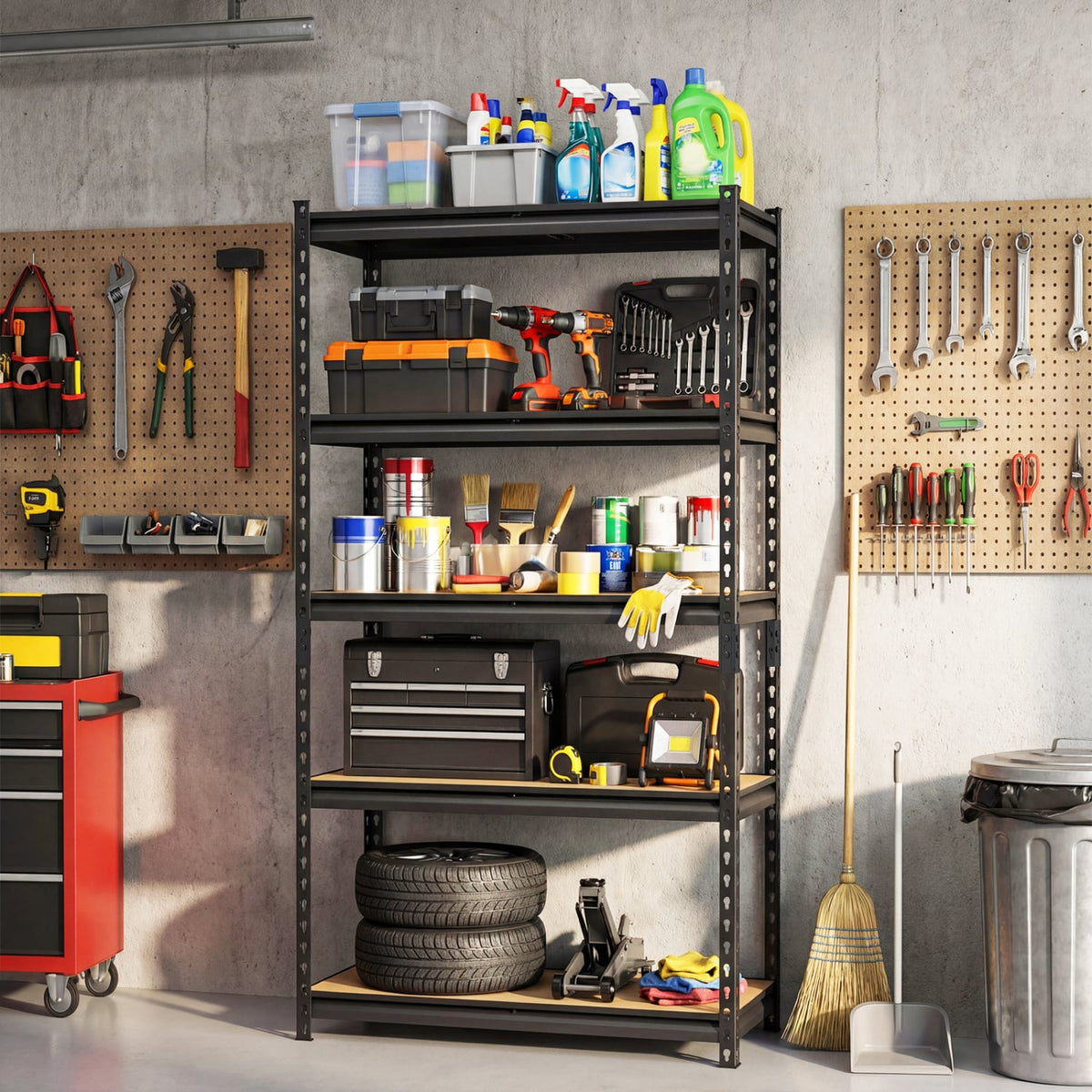 5-Tier Garage Shelving Unit 2200 LBS Heavy Duty Metal Storage Shelves-Set of 2-Garages-DECOROLALA