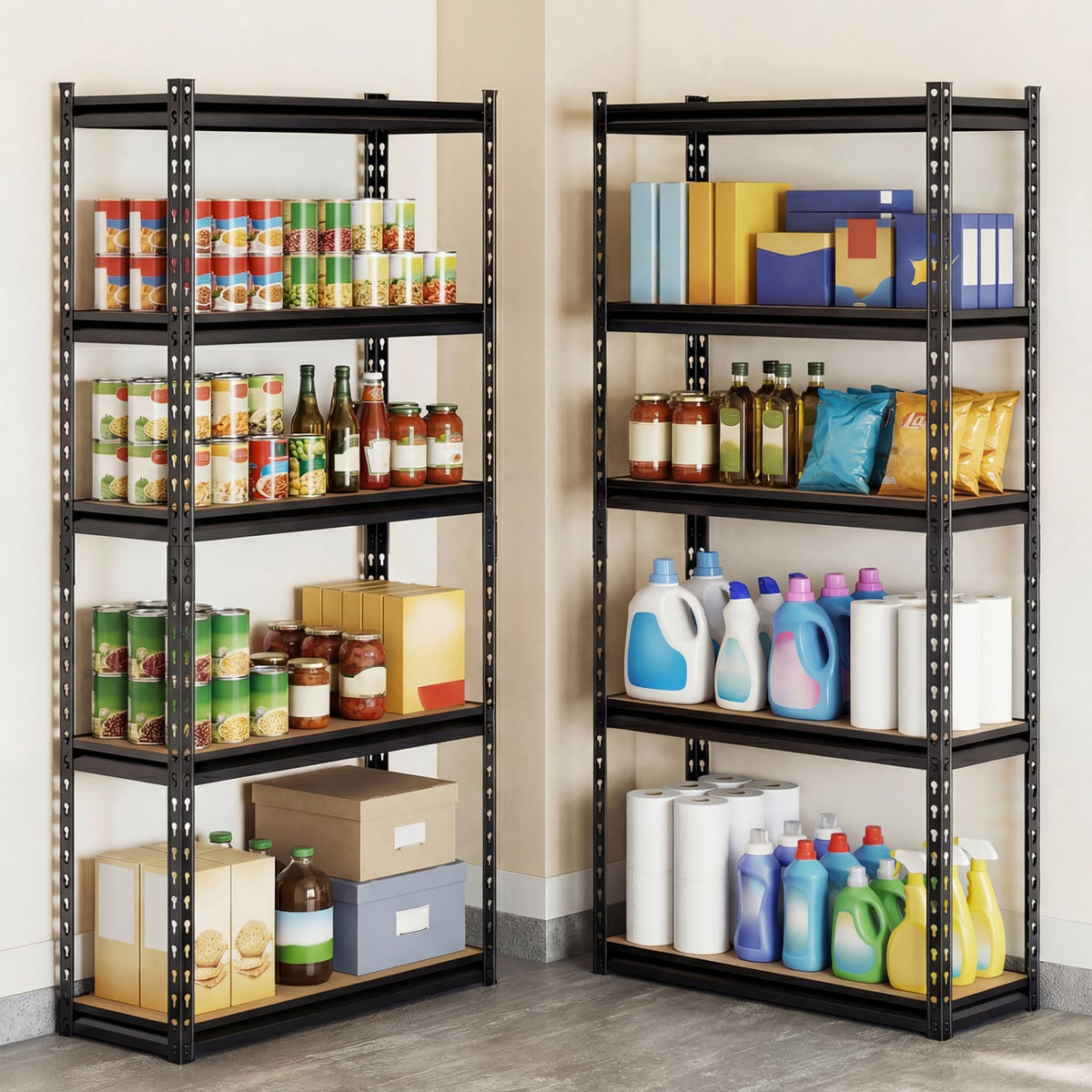 5-Tier Garage Shelving Unit 2200 LBS Heavy Duty Metal Storage Shelves-Set of 4-Garages-DECOROLALA