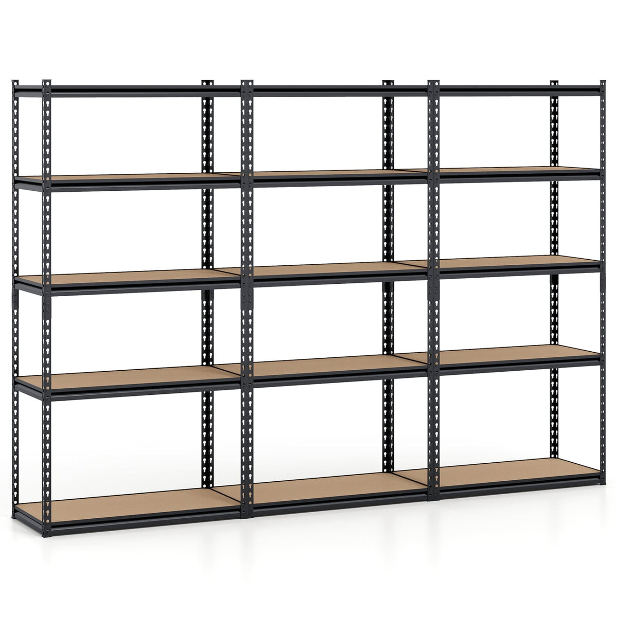 5-Tier Garage Shelving Unit 2200 LBS Metal Storage Shelves Adjustable Utility Rack-Set of 3-Garages-DECOROLALA