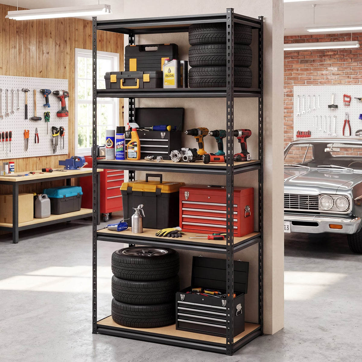 5-Tier Garage Shelving Unit 2200 LBS Metal Storage Shelves Adjustable Utility Rack-Set of 3-Garages-DECOROLALA