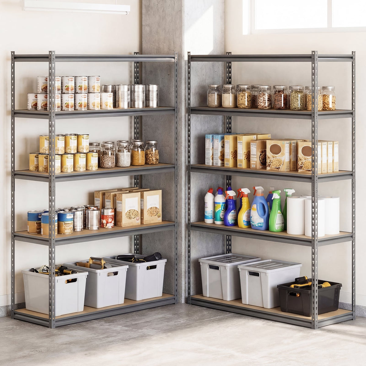 5-Tier Garage Shelving Unit 2200 LBS Metal Storage Shelves Adjustable Utility Rack for Warehouse-1 piece-Garages-DECOROLALA