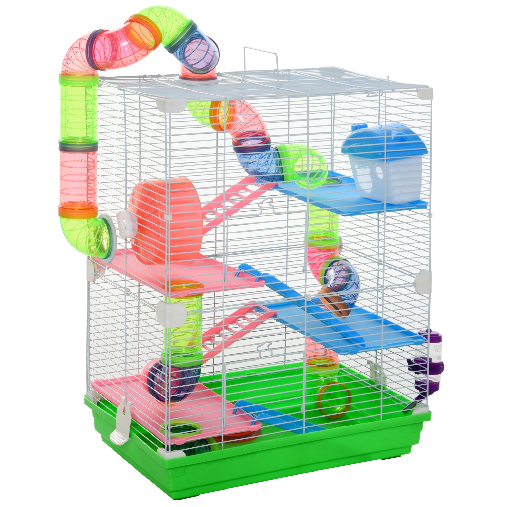 5-Tier Hamster Cage with Accessories - Green 18"L x 23"H-Small Animals-DECOROLALA
