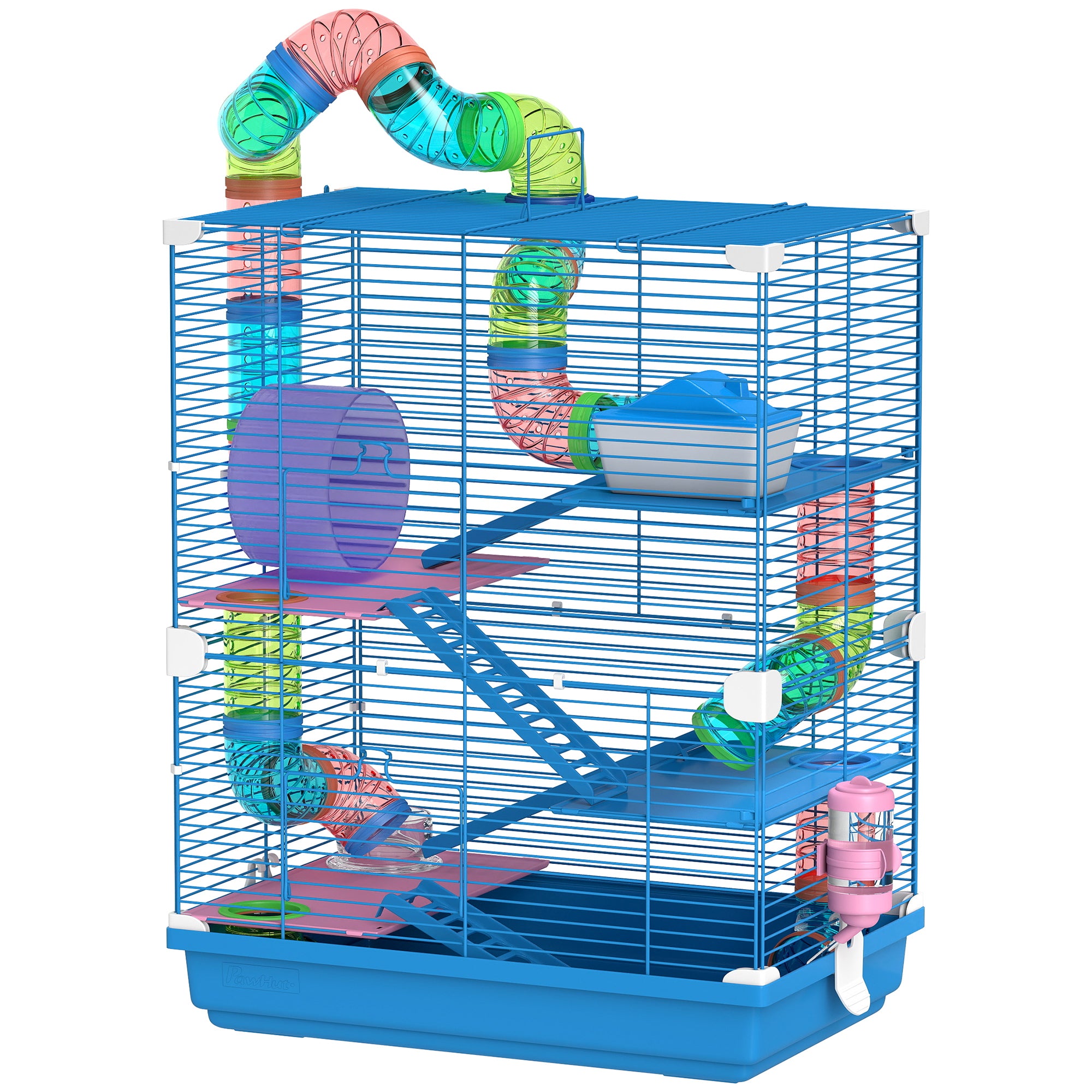 5-Tier Hamster Cage with Exercise Wheel and Tubes - Dark Blue-Small Animals-DECOROLALA