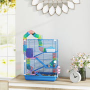 5-Tier Hamster Cage with Exercise Wheel and Tubes - Dark Blue-Small Animals-DECOROLALA