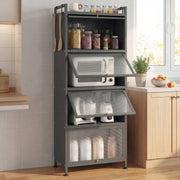 5-Tier Kitchen Baker's Rack with Flip-up PC Doors-Gray-Baker’s Racks-DECOROLALA