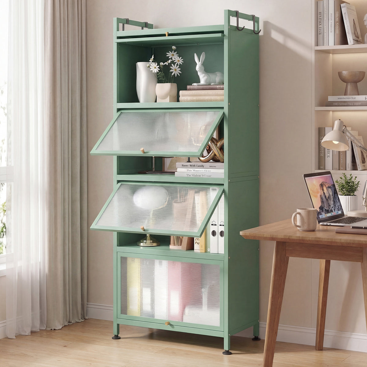 5-Tier Kitchen Baker's Rack with Flip-up PC Doors-Green-Baker’s Racks-DECOROLALA