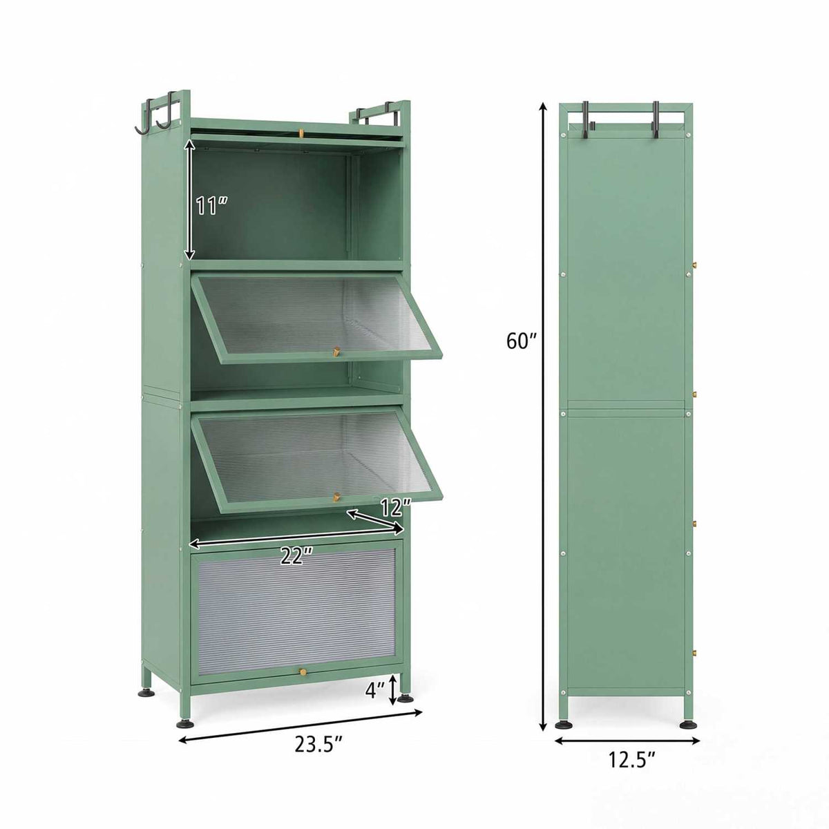 5-Tier Kitchen Baker's Rack with Flip-up PC Doors-Green-Baker’s Racks-DECOROLALA