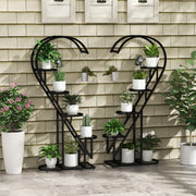 5 Tier Metal Plant Stand with Hanging Hook for Multiple Plants-Black-Plant Stands-DECOROLALA