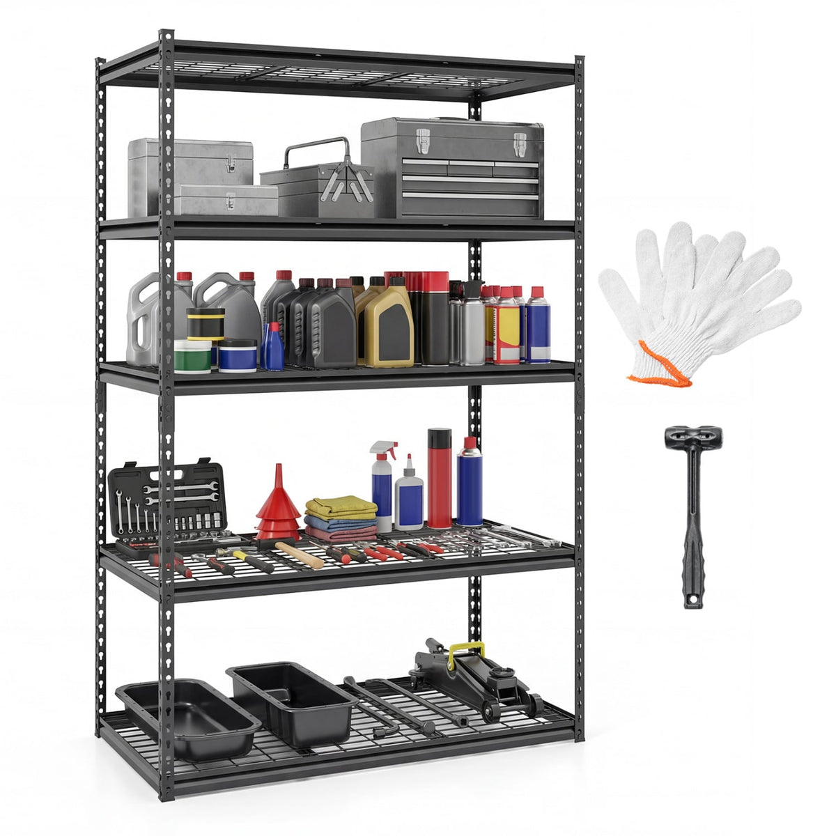 5-Tier Metal Shelving Unit 2000 lbs Capacity with Adjustable Wire Racks Set of 1-Garages-DECOROLALA