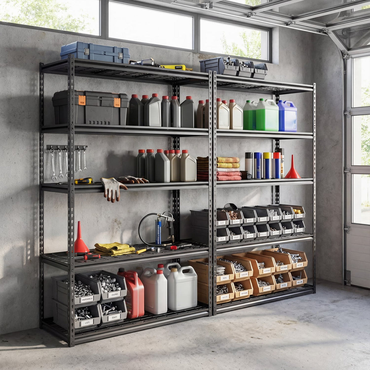 5-Tier Metal Shelving Unit 2000 lbs Capacity with Adjustable Wire Racks Set of 4-Garages-DECOROLALA