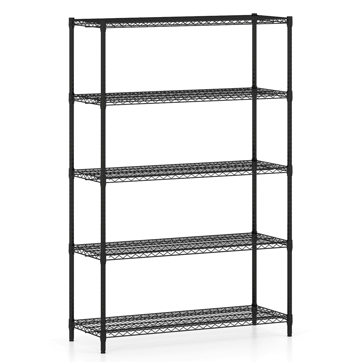 5-Tier Metal Storage Shelving Unit with V-Shaped Wire Rack-Black-Shelving-DECOROLALA