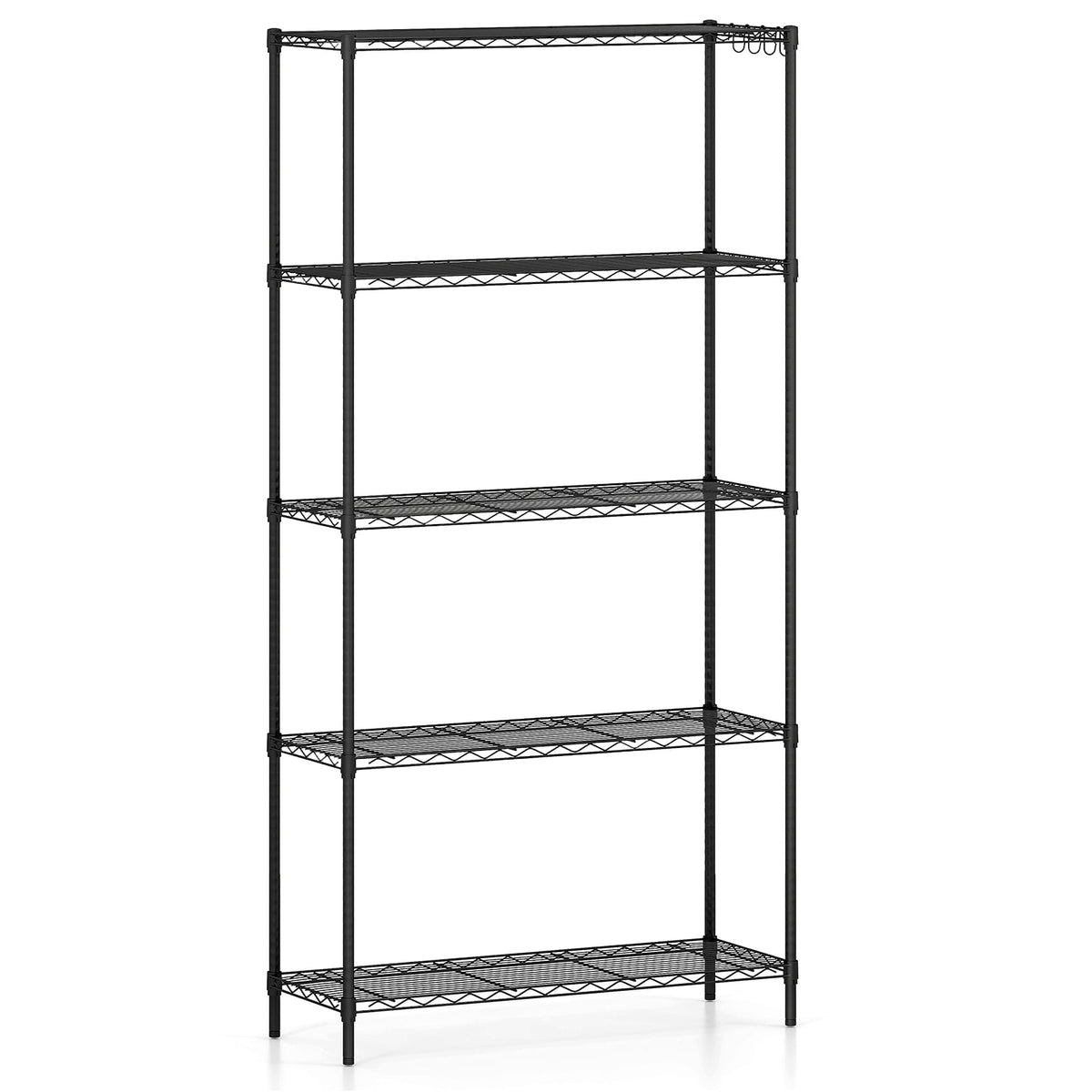 5-Tier Metal Storage Shelving Unit with V-Shaped Wire Rack and 1250 LBS Capacity-Black-Garages-DECOROLALA