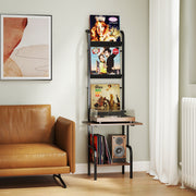 5-Tier Record Player Stand with Vinyl Display Shelf and Record Holder-Rustic Brown-End & Side Tables-DECOROLALA
