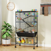 5-Tier Rolling Hamster Cage - Black 59" Large Small Animal Habitat-Small Animals-DECOROLALA